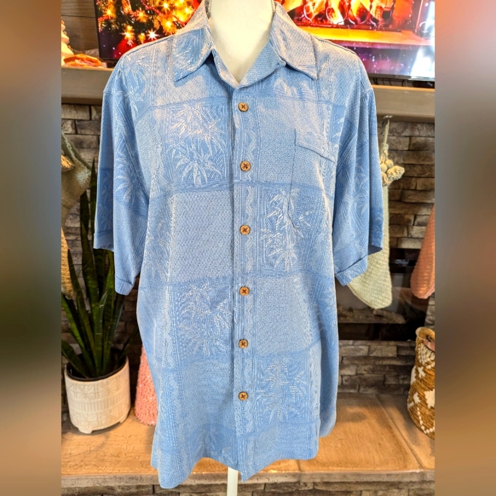 Caribbean Joe Silk Short Sleeve Button Down Size M